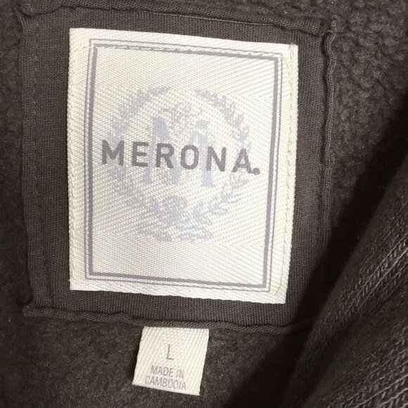Merona Womens Hooded Brown Fleece Lined Jacket Button Closure Front Pocket Sz L - Picture 8 of 9